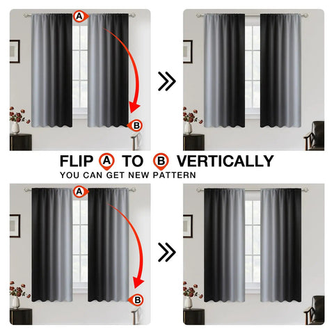 Gradient Ombre Room Darkening Curtains Set Two Panels 52 By 54 Inches With Rod Pocket 70 To 90 Percent Blackout Thermal Insulated Drapes installed