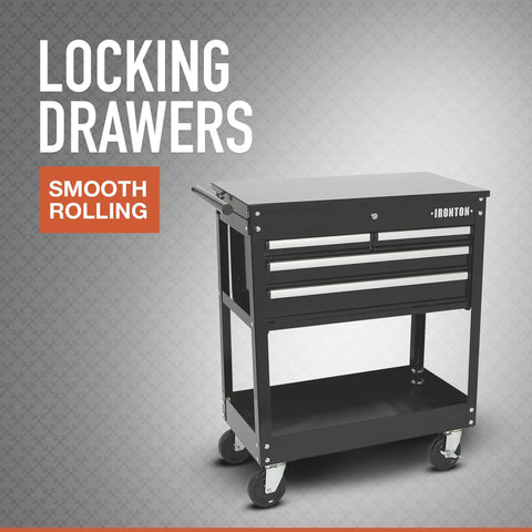 Top Shelf Heavy Duty Mobile Tool Chest With Ultra Smooth Slide Top Lid And Four Secure Locking Drawers Rugged Powder Coated Steel Tool Cart On Wheels For Serious Crews And Weekend Warrior Vibes