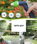 Heavy Duty Garden Hose Reel Cart Rolling On Smooth Casters With Cushioned Handles, No Drama Metal Water Pipe Storage Rack, Outdoor Irrigation Roller Turned By A Quick Crank, Legit Hose Keeper For Long Garden Lines with a hand holding a spray gun.