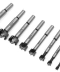 8 Piece Forstner Bit Set With Case For Clean Circle Holes Includes One Quarter Inch to One And Three Eighths Inch Bits