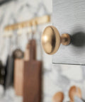 10 Pack Oval Ellipse Single Hole Cabinet Knobs In Champagne Bronze Zinc Alloy Furniture Pulls installed on kitchen cabinet
