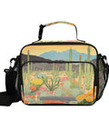 Desert Bloom Insulated Lunch Bag With Handles And Shoulder Strap For Camping And Travel Grab And Go Everyday Carry, cactus design