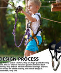 Child using Heavy Duty Zip Line Pulley Kit With Six Steel Rollers For Backyard Adventure, Easy Install, Supports Up To 440 Lbs.
