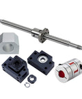 SFU2505 Linear Motion CNC Ball Screw Kit with Anti Backlash Nut, BK20 BF20 supports, coupler, and DSG housing, 400mm 15.75in 25mm