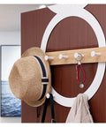 Heavy Duty Door Hanging Coat Rack And Wall Mounted Hooks For Mudroom Setup Zero Hassle Installation clothes hanger with straw hat.