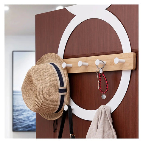 Heavy Duty Door Hanging Coat Hook Rack Total Game Changer Wall Mounted Storage Organizer For Entryway Mudroom Bathroom Durable White Semicircle with hat and keys.