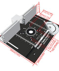 Kick Up Your Workshop Routine With This Slick Router Table Lift Built From Rugged Aluminum Alloy dimensions labeled on the insert plate