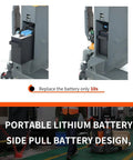 Tory Carrier Electric Pallet Truck 4400lb Capacity With 48 By 27 Inch Forks Big Li-ion Battery Heavy Duty Jack For Warehouse And Industrial Use Smooth Operation Overload Protection Easy Handling In Red, showing portable lithium battery design for easy replacement.