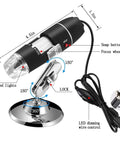 40x To 1000x Magnification Endoscope With 8 LED Handy USB 2.0 Digital Microscope, Mini Camera With OTG Adapter And Metal Stand, Compatible With Mac Windows Linux Chrome Android Not For iPhone iPad, with adjustable metal stand and USB cable
