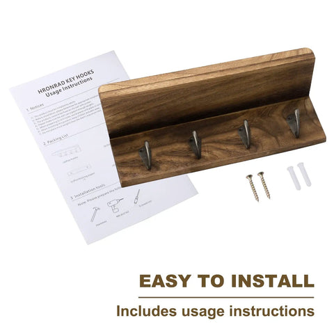 Prime Farmhouse Key Holder Wall Mount With Four Reliable Grip Hooks And Super Slick Floating Mail Shelf For Lowkey Entryway Organization And Smooth Home Vibes