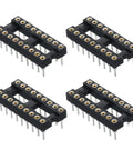 4 Pack DIP IC Socket Adapter With Round Pins 18 Pin 2.54mm Pitch Double Row IC Socket For PCB Board Chips 7.7mm Black