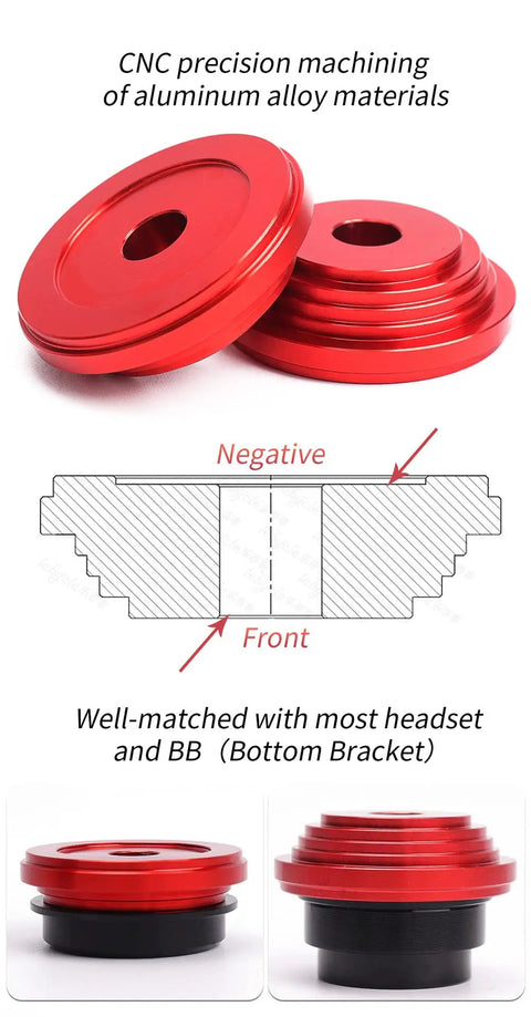 Heavy Duty Bike Headset Cup And Bottom Bracket Press Install Tool components showing precision aluminum parts and diagram.