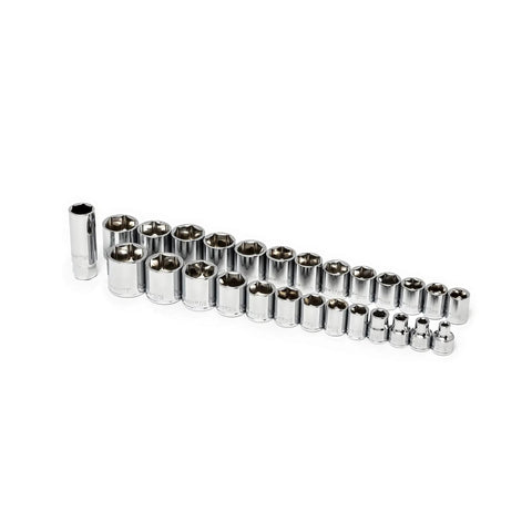 Beast 150 Piece One Quarter And Three Eighths Inch Drive Six Point SAE And Metric Tool Set chrome sockets array