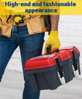Person holding toolbox with 2 Pack Heavy Duty 9.5 Inch Rubber Hood Latches With Brackets And Stainless Steel Keepers For Toolboxes