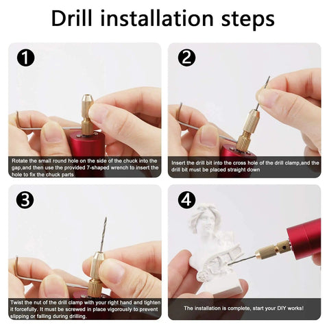 Step-by-step guide on using Pro Grade Electric Resin Drill Set with Pin Vise for molds and jewelry casting.