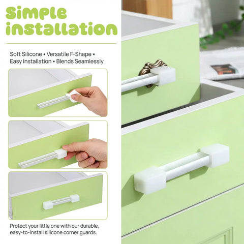 Eight Pack Silicone F Shape Corner Protectors for Furniture and Wardrobes No Drill Install Kid Safe Soft Edge Guards