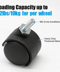 Close-up of 1 inch black swivel caster wheel with M6 threaded stem, showing heavy-duty nylon construction for furniture tables cabinets.