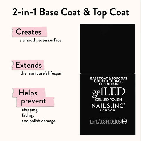 2-in-1 Base and Top Coat Bottle from All In One Gel LED Nail Kit For Beginners With At Home Manicure Starter Set 32 Pieces