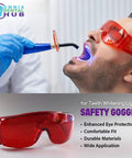 Heavy Duty Dental Laser Safety Glasses With Crisp Orange Lenses And Reliable Anti Fog Coating Tough Polycarbonate Shield 168 Piece Bulk Pack Top Shelf Gear For Busy Clinics used during teeth whitening procedure.