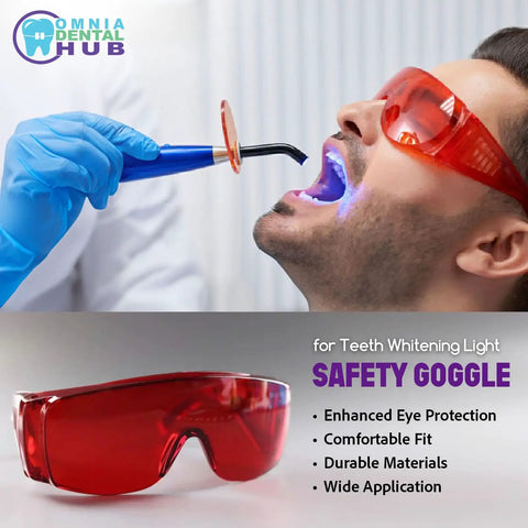 Heavy Duty Dental Laser Safety Glasses With Crisp Orange Lenses And Reliable Anti Fog Coating Tough Polycarbonate Shield 168 Piece Bulk Pack Top Shelf Gear For Busy Clinics used during teeth whitening procedure.