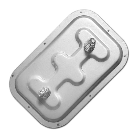 Duct access door, oblique view, 10x6 inches, high-temperature grease duct, metal silver finish