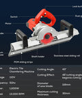 Heavy Duty 43 Degree Electric Tile Edge Cutter With Auto Water Spray, features aluminum base plate and stainless steel sliding rail.