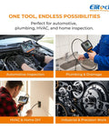 Ultra Slim 6mm Articulating Borescope With LED Light, 180 Degree Turn Inspection Camera For Tight Spaces, Flexible Endoscope Probe For Automotive, Plumbing, HVAC, And Home DIY. 6mm handheld screen borescope in auto, sink, wall, and gear inspections