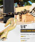 Heavy Duty 1/4 Inch Chain Hooks Set With 3600 Lbs Working Load G70 Clevis Grab Hooks For Trailer Tow Truck Marine Use Yellow Chromate