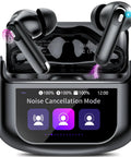 Bluetooth 5.4 Earbuds With Active Noise Canceling And ENC For Quiet Commutes, IPX7 Water Resistance, shown with charging case