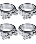 Heavy Duty 2.5 Inch Steel V Band Flange Clamp Kit 4 Piece with Flange, V Band Clamp Assembly for Exhaust Systems, machined ridge