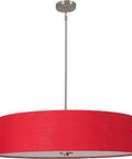 Lyell Forks 5-Light Satin Steel Pendant With Lit Chili Pepper Red Drum Shade For Modern Living Room Ceiling Light Fixture, 30x30x47