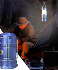 Solar Powered Camping Lantern With Foldable Body And Sturdy Handle, LED Lamp Three Lighting Modes, Waterproof in use at night