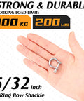 Stainless Steel 304 Bow Shackle Set, 4 Pieces, 5 32 Inch Screw Pin D Ring Shackles For Outdoor Adventure And Camping shown in hand