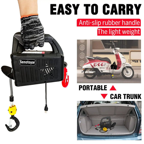 Super Durable 1100 Lb Electric Hoist Winch In 3 1 Design with anti-slip handle, portable for towing and lifting tasks.