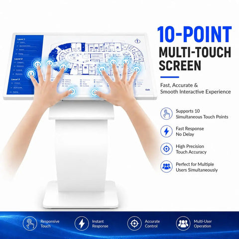 Kickass 43 Inch Windows Touch Screen Kiosk featuring Smooth Operator Performance, 10-point multi-touch screen in use.