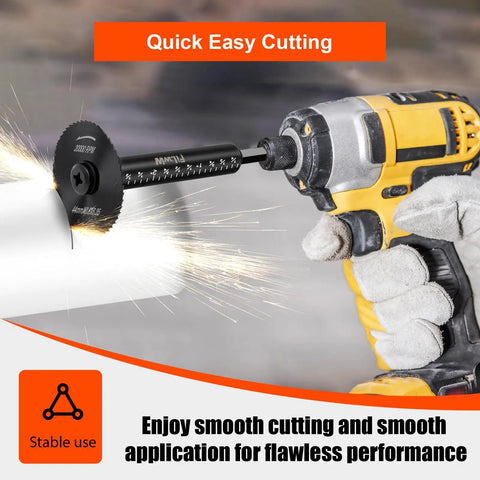 Inside Pipe Cutter Kit With Six Saw Tooth Blades Three Inch Scale One Quarter Inch Hex Shank Pro Grade Versatile Cutter in use