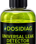 Front view of DOSIDIAG Universal Leak Detector bottle with neon green tracer dye in a 4 oz (120 ml) plastic bottle.