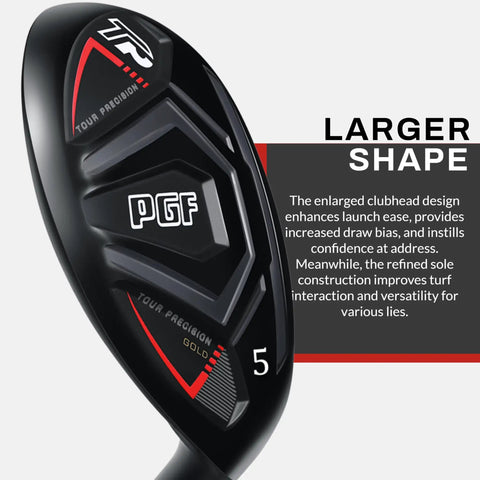 Gold Tour Precision Hybrid Golf Club For Men Right Hand Five showcasing enlarged clubhead design and PGF branding.