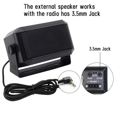 Rectangular External Communications Speaker For Ham Radio CBs And Scanners, 5 Watt, Black, Compact, with 3.5mm Plug.