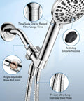 Filtered Shower Head With Handheld, 10 Modes And High Pressure Spray, Built In Power Wash, 71 Inch Hose, Adjustable Bracket visible