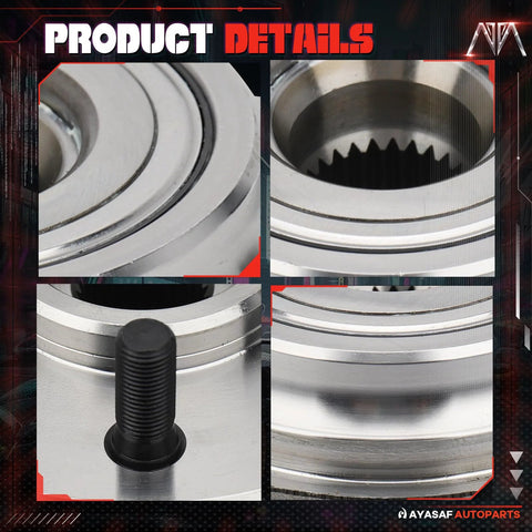 Close-up views of 2 Pack Front Wheel Hub Bearing Assembly With ABS For Jeep Cherokee 1991 Through 1998 Comanche 1990 Through 1992