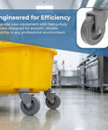 4 Piece Heavy Duty Rubber Swivel Caster Wheels With Threaded Stem And Spring Loaded Setup For Slick Rolling On Mop Buckets Trash Dolly Furniture Carts Grey on a yellow mop bucket
