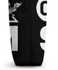 Side view of Paddler Tote Bag For Dragon Boat Racing And Dragonboating Fans, showing black and white design with dragon graphic