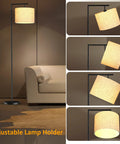 Floor Lamp With Lampshade, 3 Color Temperatures From 3000K To 5000K, 9W LED Bulb Included, Adjustable Lamp Head, Black