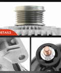 Close-up view of Beefed Up 12V 220Amp Alternator For Jeep Grand Cherokee Dodge Charger Durango And Ram 1500 3.6L V6, six groove pulley.