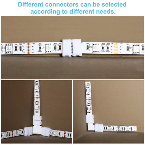 LED Strip Lights Connectors Kit 40 Pieces L Shape T Shape 4 Pin Solderless Adapters for 5050 RGB White Strips installation guide