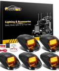 Amber 24 LED Smoke Cab Roof Marker Lights Kit with Wire Harness for 1500 2500 3500 4500 5500 Series Pickup Trucks 2003 2018 five pack
