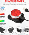 USB Rechargeable Bike Light Set With Front And Rear LED Lights for Mountain Biking, charging with USB cable, red light indicator