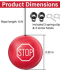 Two Piece Red Tennis Ball Garage Parking Aids Driveway Vehicle Stopper Markers Dead Nuts Reliable Spotting Setup Bumper Shield No Sweat Outdoor Car Accessories dimensions with 13ft rope, clips, and hook.