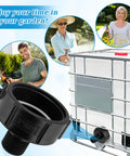 Durable 250 Gallon IBC Tote Water Hose Adapter With 2 Inch Fine Thread To Three Quarter Inch Male Garden Hose Fittings IBC Drain Adapter For Easy Water Transfer And Garden Setup, black plastic 2in tote fitting